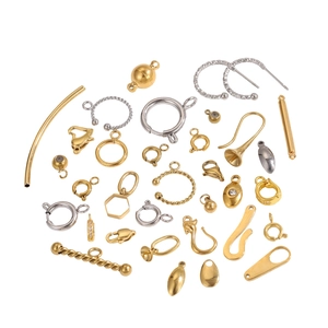 DIY jewelry making kit featuring 18K gold and silver lobster clasps, hooks, and jump rings