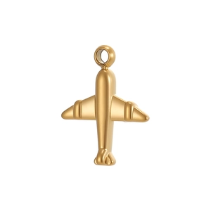 Golden matte airplane charm made of stainless steel for DIY necklaces and bracelets