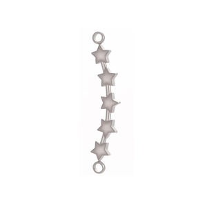 Macro detail of silver stainless steel five-star connector for DIY jewelry making