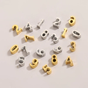 Fashion 6mm stainless steel number pendants for DIY jewelry in gold and silver finish
