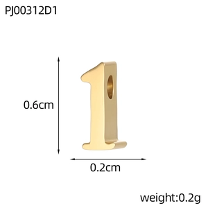 6mm gold stainless steel number 1 charm pendant for DIY jewelry making with brushed finish