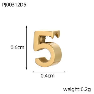 DIY 6mm golden stainless steel number 5 charm pendant for customized jewelry making