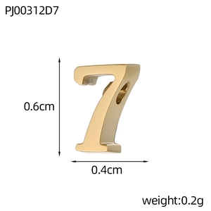 Golden 6mm number 7 DIY pendant in stainless steel with polished mirror finish