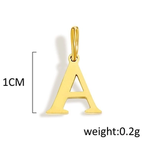 Polished gold stainless steel letter A pendant with measurement 1cm height and 0.2g weight