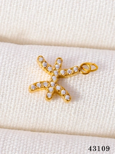 Macro detail of gold zodiac pendant with pavé-set clear stones and CNC craftsmanship