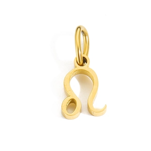 Detailed view of a gold Leo zodiac charm pendant for DIY necklace and bracelet jewelry