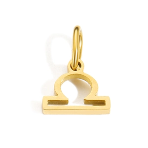 Polished gold stainless steel Libra zodiac pendant with hollow design for DIY jewelry