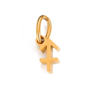 Detailed view of a gold Sagittarius zodiac pendant for DIY necklace or bracelet jewelry