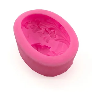 Pink silicone mold for handmade soap with elegant floral relief design for DIY candle making