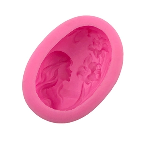 Pink silicone mold with dreamer girl profile for DIY handmade soap and candle making