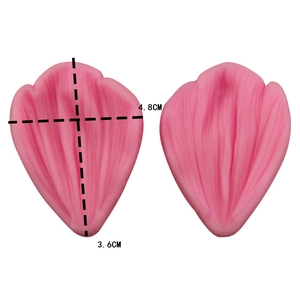 Pink silicone leaf vein fondant molds set for cake decorating, 3.6cm and 4.8cm sizes
