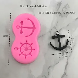 Pink marine anchor and helm silicone mold for DIY fondant and chocolate cake decoration