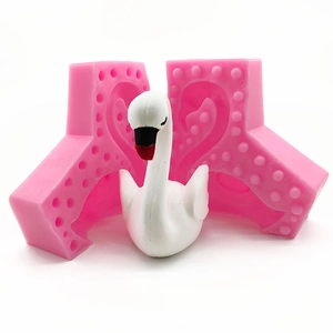 3D Swan Shaped Silicone Mold For Fondant Cake Decoration DIY Plaster Candle Resin Craft Baking Tool Pink Animal Shape Mold