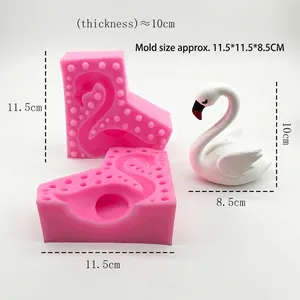 3D swan flamingo silicone mold with detailed pearl texture for DIY candles and plaster art