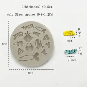 Gray silicone baby theme mold for DIY fondant and chocolate cakes with 8cm diameter