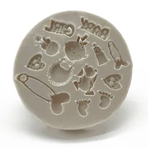 Macro detail of baby girl theme silicone mold for fondant chocolate and clay crafts