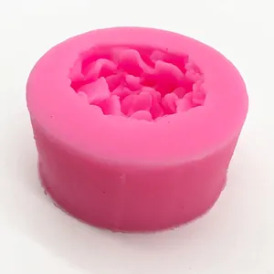 3D lotus flower silicone mold for handmade soap, candles, and fondant crafts in pink color