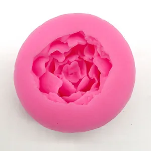 Detail view of pink 3D lotus flower silicone mold with clear petal textures for DIY
