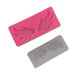 Pink and grey angel wing silicone molds for fondant, chocolate, and resin DIY projects
