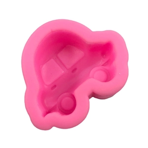 Pink silicone car mold for DIY chocolate and cake baking with detailed vehicle contours