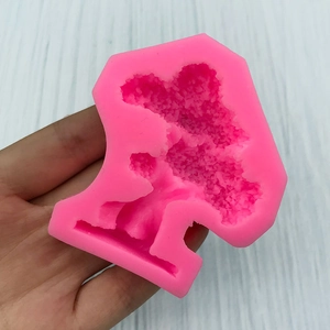Pink silicone pine tree bonsai mold for DIY fondant and chocolate cake decorations