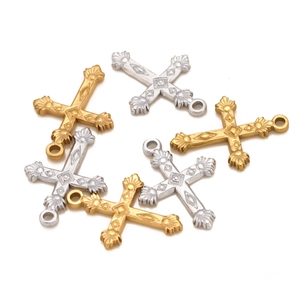 Retro stainless steel cross pendants in gold and silver for DIY jewelry necklace making