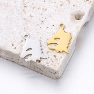 Wolfskopf Anhänger aus Edelstahl in Gold und Silber für DIY Schmuckherstellung