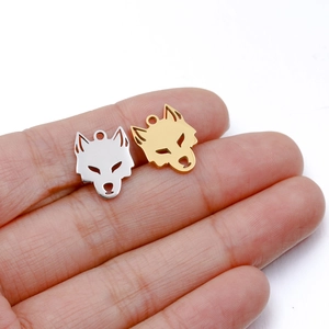 Pendentifs tête de loup en acier inoxydable or et argent pour création de bijoux