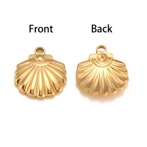 Front and back view of gold plated stainless steel shell charms for DIY jewelry making