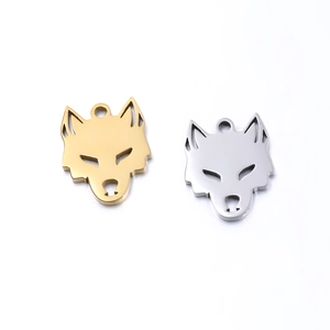 Lot de pendentifs tête de loup en acier inoxydable or et argent pour création DIY