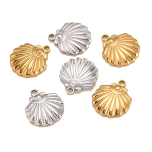 Polished stainless steel shell pendants in gold and silver finish for DIY jewelry