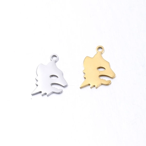 Polierte Wolfskopf Anhänger aus Edelstahl in Silber und Gold für DIY Schmuckdesign