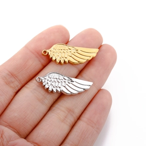 Vintage stainless steel angel wing charms in gold and silver finish for DIY jewelry