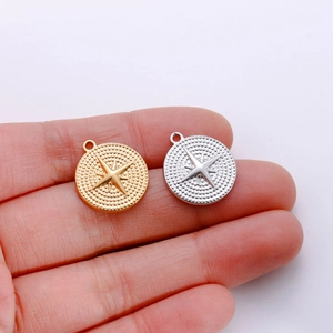 Polished gold and silver stainless steel eight-pointed star charms for DIY jewelry making