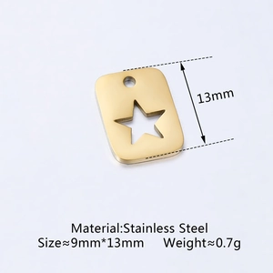Mirror polished gold stainless steel hollow star pendant charm for DIY jewelry making