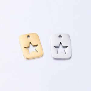 Mirror Polished Stainless Steel Hollow Star Rectangular Pendant For DIY Jewelry Making Necklace Bracelet Accessory Women Men