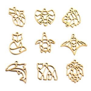 Pendenti in Acciaio Inossidabile 304 Cavi Geometrici Animali Accessori Gioielli DIY Leone Lupo Elefante Volpe Delfino Ciondoli