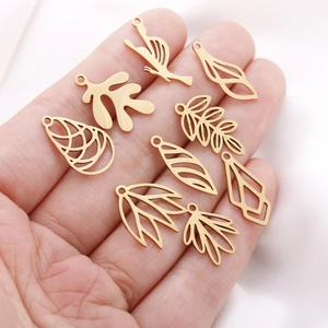 Stainless Steel DIY Jewelry Pendants Hollow Leaf Bird Geometric Shapes For Necklace Earrings Making Gold Silver Plated