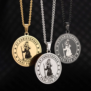 Vintage Roestvrij Staal St Christopher Medaillon Hanger Halsketting Religieuze Bescherming Amulet Voor Mannen Vrouwen