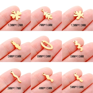 Golden stainless steel leaf and wave pendants for earrings and necklaces making