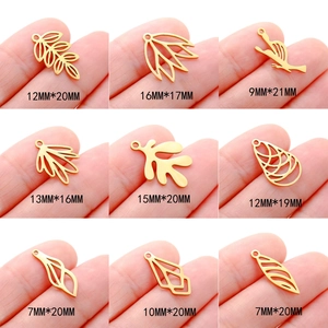 Spiral cutout leaf and bird stainless steel pendants for DIY jewelry making