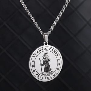 Sint-Christoffel hanger zilveren ketting van roestvrij staal voor reisbescherming