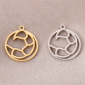 Pendentifs ronds ajourés en acier inoxydable doré 18K et argent pour bijoux DIY