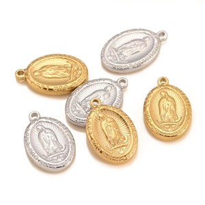 Pendentifs Vierge Marie ovales en or et argent pour la fabrication de bijoux DIY