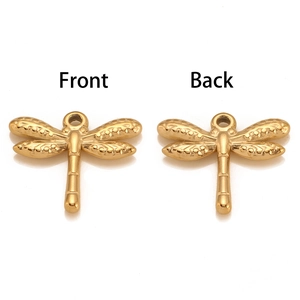 Gouden libelle hanger van roestvrij staal met gedetailleerde vleugels voor DIY sieraden