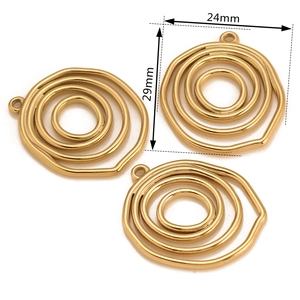 Gold-plated stainless steel hollow circular pendant charms for DIY jewelry making