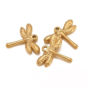 304 Roestvrij Stalen 3D Libel Hanger Vacuüm Plating Goud Zilver Dierlijke Bedel Voor DIY Sieraden Maken Accessoire Voor Vrouwen