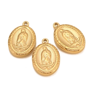 Métal Notre-Dame De Guadalupe Relief Religieux Pendentif Pour DIY Collier Bijoux Accessoires Or Argent Ovale Médaille
