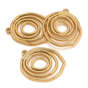 304 Stainless Steel Round Hollow Concentric Circle Pendant DIY Gold Silver Plated Jewelry Making Accessory For Women