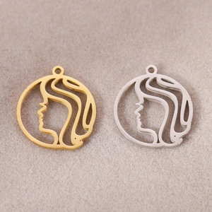 Détail des pendentifs 12 signes du zodiaque en acier doré 18 carats et argent avec profil